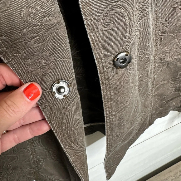 Chico's Brown Jacket with Floral Print Pattern Chico's Size 2 - Large 12 - Picture 5 of 8